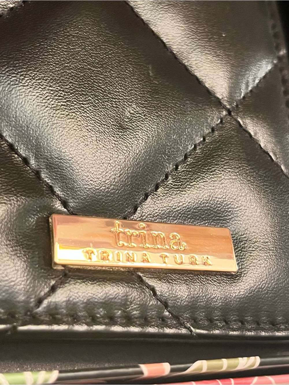 Trina Turk Black Quilted Wallet & Card Case Set w/Gold Logo & Luggage Tag (NIB) - Picture 10 of 10
